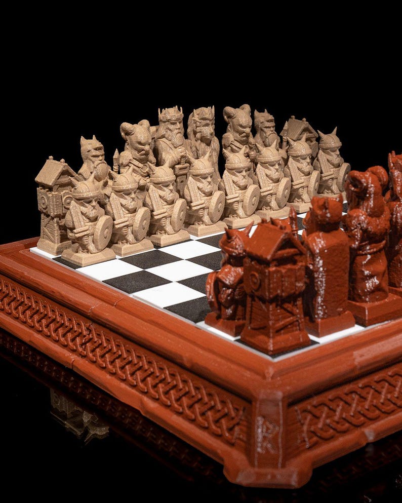 Norse Viking themed chess set