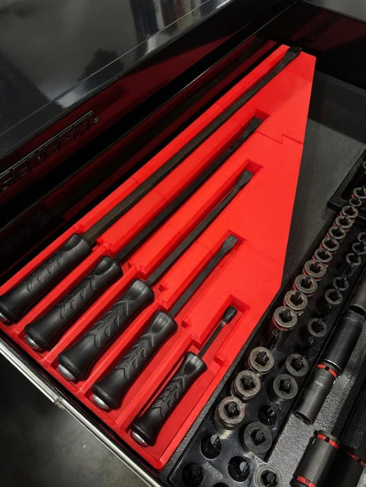 Snap-on pry bar organizer tray
