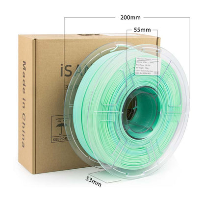 Light blue green gradient PLA+ print sample