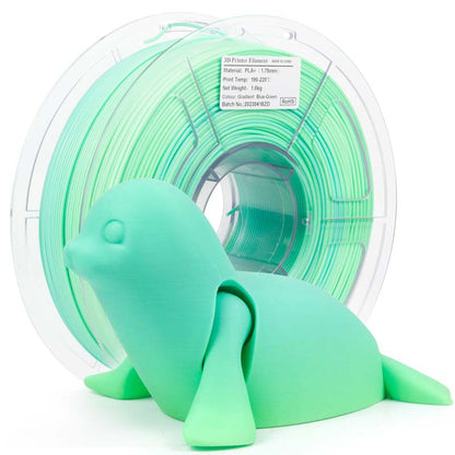 Light blue green gradient PLA+ filament spool