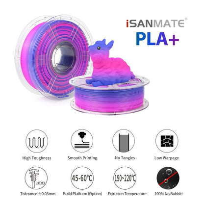 Pink purple blue gradient PLA+ print sample