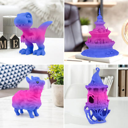 Pink purple blue gradient PLA+ print sample