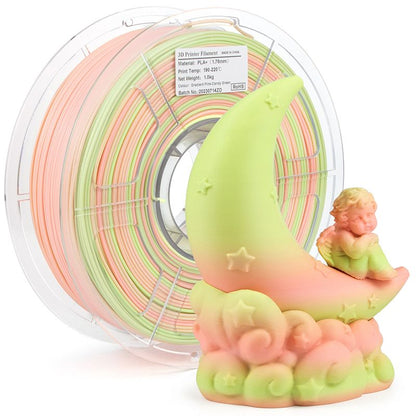 Pink and candy green gradient PLA+ filament spool