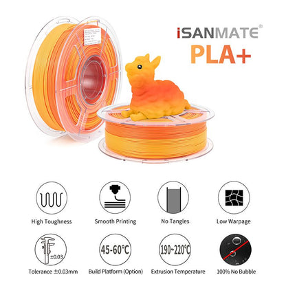 Red orange gradient PLA+ print sample
