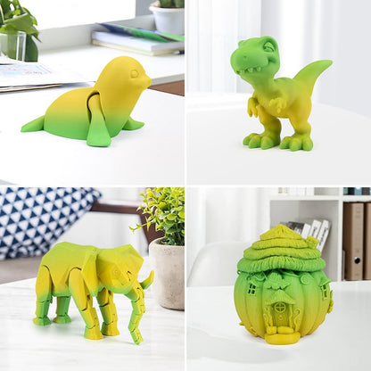 Yellow green gradient PLA+ print sample