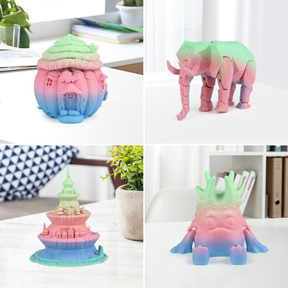 Pink green blue gradient PLA+ print sample