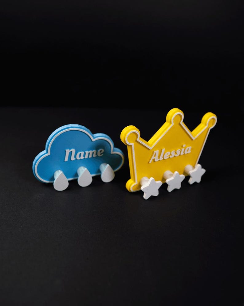 Custom name wall hook cloud and crown