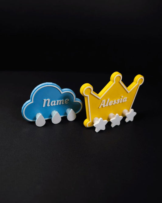 Custom name wall hook cloud and crown