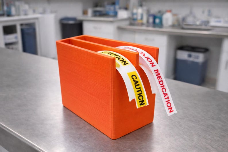 Vet clinic label roll holder
