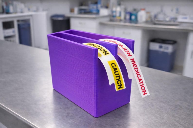Vet clinic label roll holder