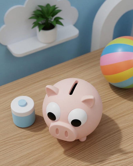 Pink piggy bank coin bank
