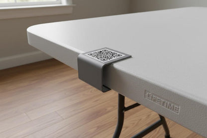 QR code clip on folding table