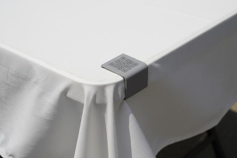QR code clip on folding table