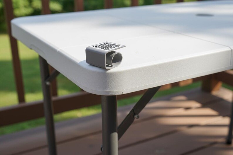 QR code clip on folding table