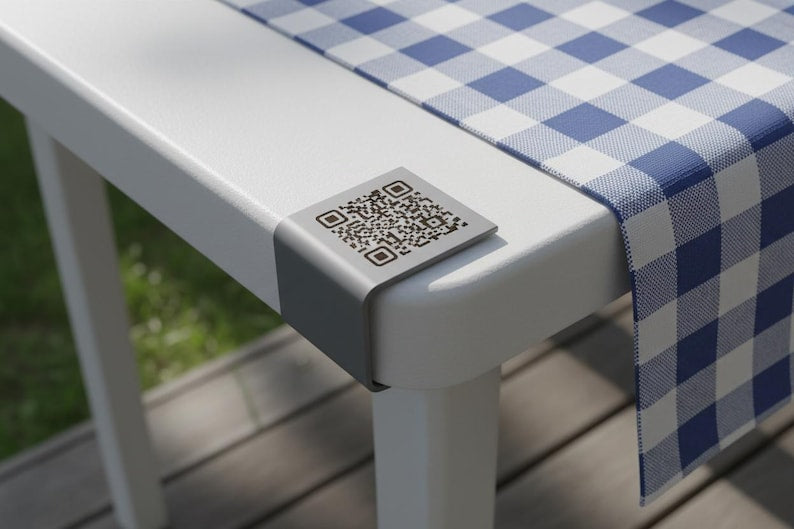 QR code clip on folding table