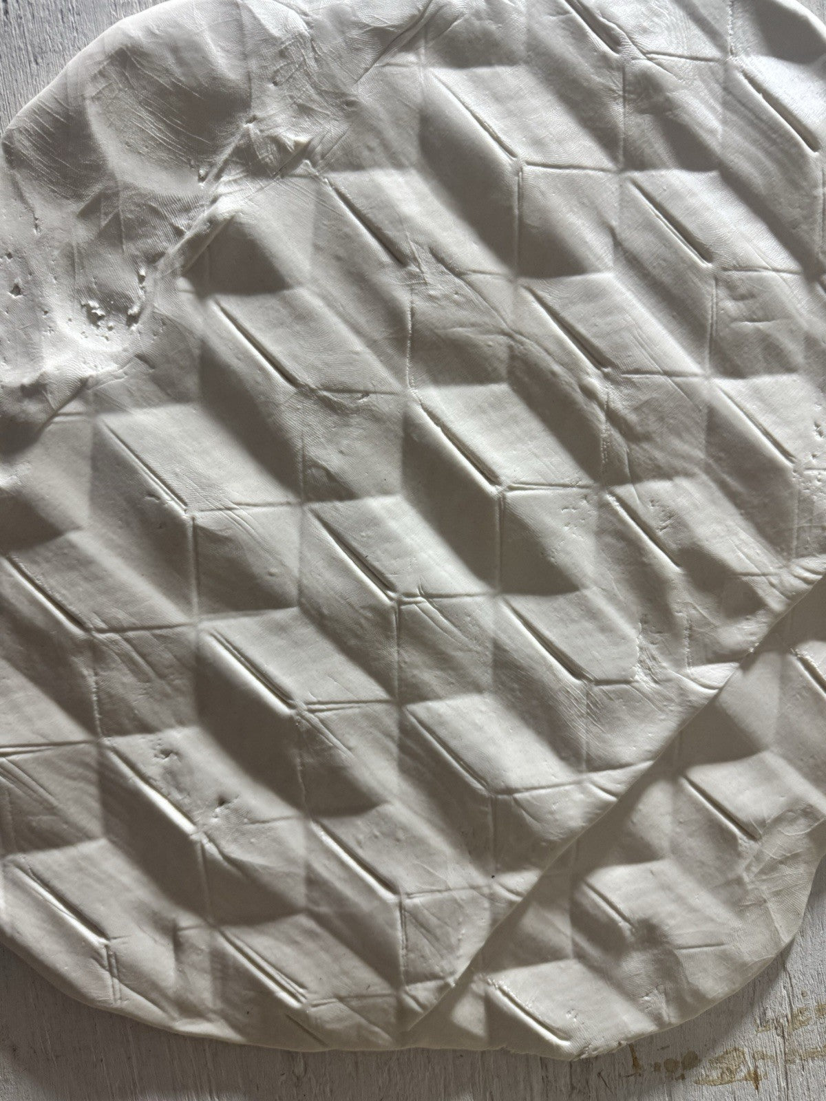 Concrete texture roller in use