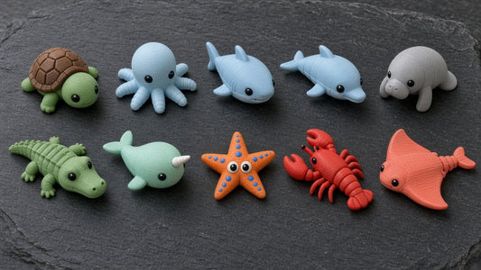 Florida Reef 10-Pack tiny sea critters printed in PLA (AI-generated preview)